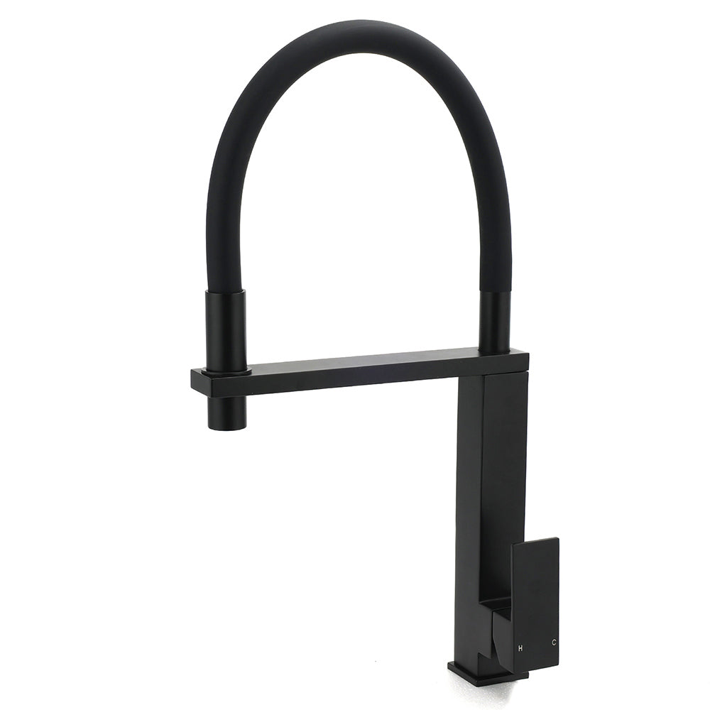 Pull Out Kitchen Mixer Tap, Swivel Spout, Matte Black