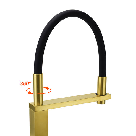 Tall Pull Out Kitchen Sink Mixer Tap, Brushed Gold
