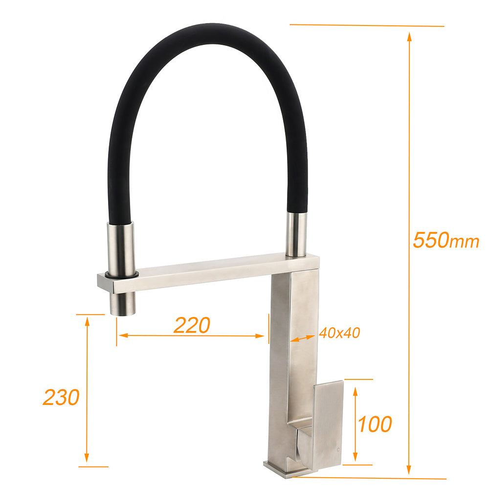 Pull Out Kitchen Mixer Tap, Swivel Spout, Brushed Nickel