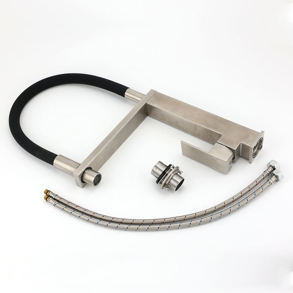 Pull Out Kitchen Mixer Tap, Swivel Spout, Brushed Nickel