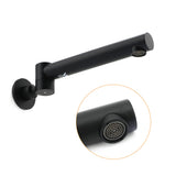 Matt black round wall mounted bath and basin spout with 180 degree swivel outlet, view 3
