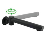 Matt black round wall mounted bath and basin spout with 180 degree swivel outlet, view 4
