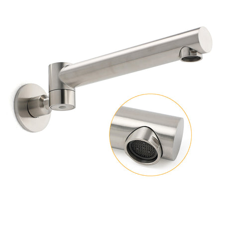 Brushed Nickel Round Wall Mounted Bath Spout Outlet 180 Degree Swivel