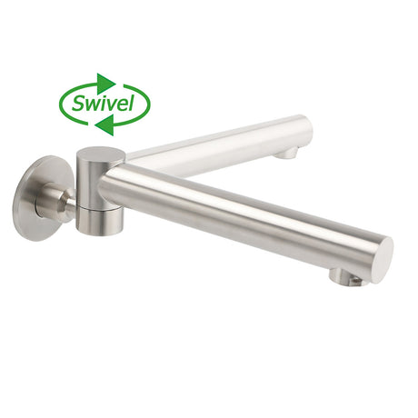 Brushed Nickel Round Wall Mounted Bath Spout Outlet 180 Degree Swivel