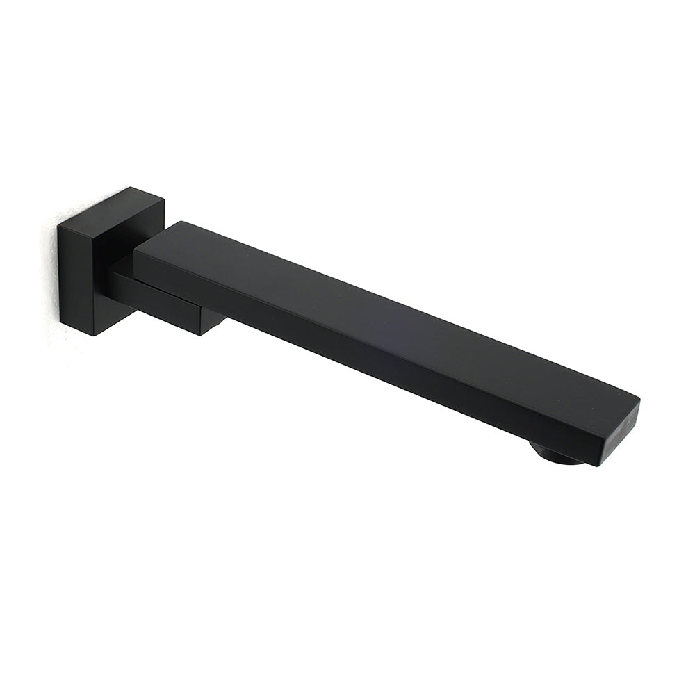 Matte Black Square Wall Mounted Bath Spout Outlet 180 Degree Swivel