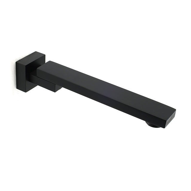 Matte Black Square Wall Mounted Bath Spout Outlet 180 Degree Swivel