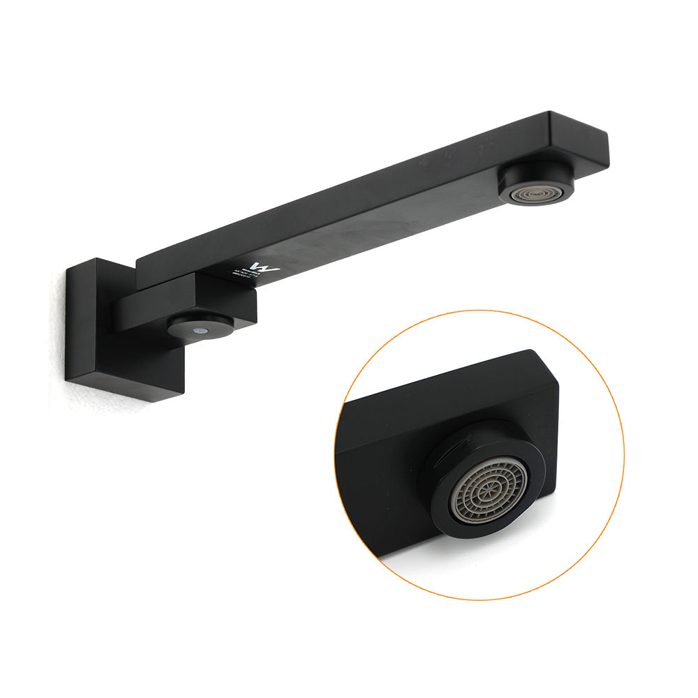 Matte Black Square Wall Mounted Bath Spout Outlet 180 Degree Swivel