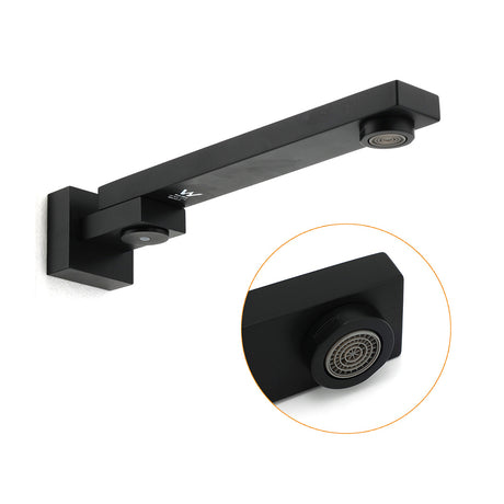 Matte Black Square Wall Mounted Bath Spout Outlet 180 Degree Swivel