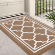 Washable Indoor Door Mat, Brown Geometric 50x80cm