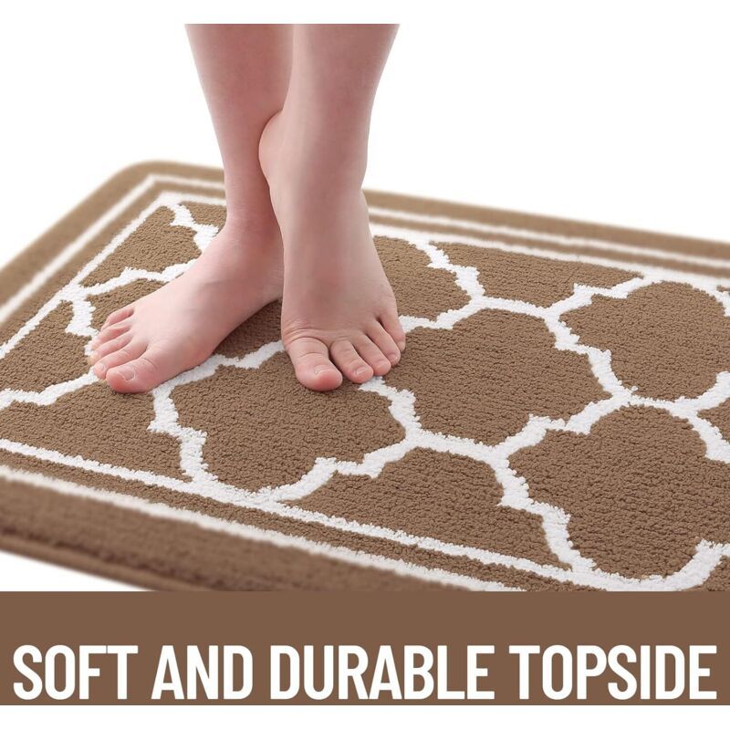 Washable Indoor Door Mat, Brown Geometric 50x80cm