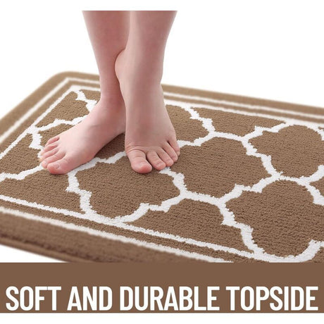 Washable Indoor Door Mat, Brown Geometric 50x80cm
