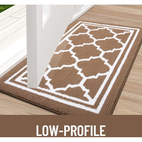 Washable Indoor Door Mat, Brown Geometric 50x80cm