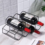 9 bottle black metal honeycomb countertop wine rack