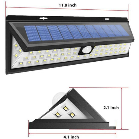 118 LED solar wall light 1000 lumen with PIR motion sensor IP65