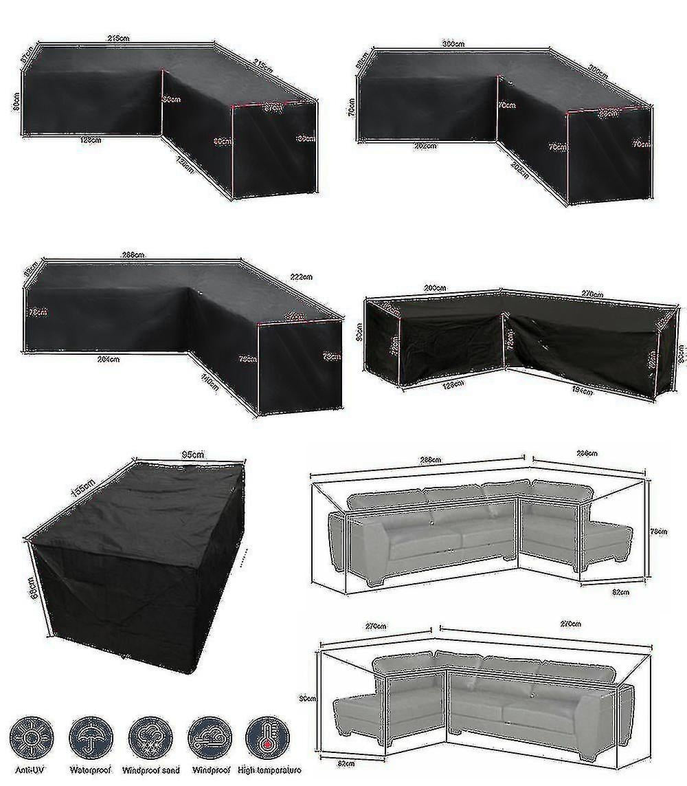 L Shape Corner Sofa Cover Oxford 210D Black 300 x 300 x 98cm