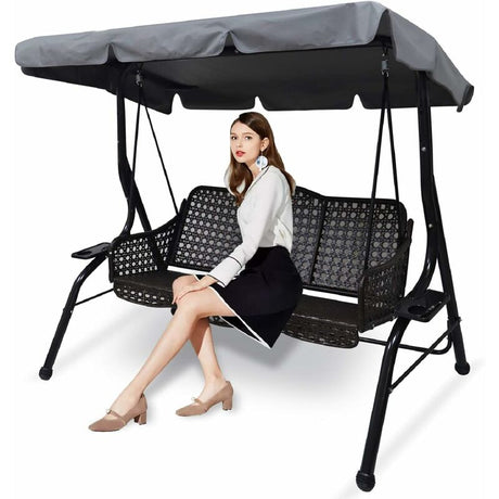 3 Seater Swing Canopy Cover Grey 195 x 125 x 15cm
