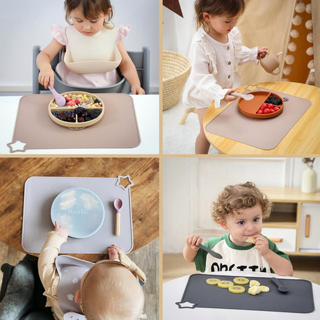Silicone baby placemat two pack in light mauve