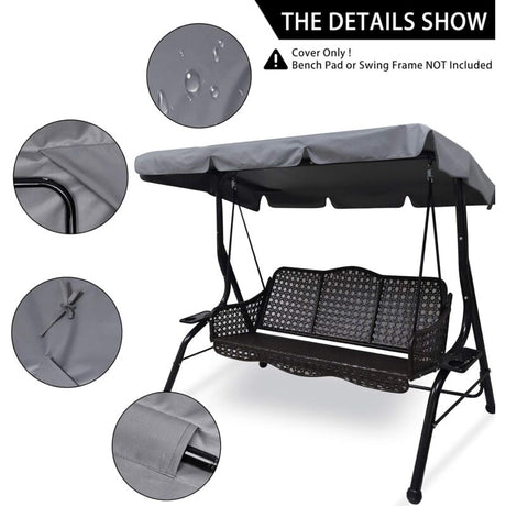 Garden Swing Canopy Replacement Cover 195 x 125 x 15cm