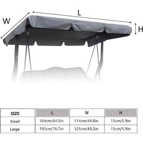 Garden Swing Canopy Replacement Cover 195 x 125 x 15cm