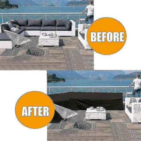 Waterproof Outdoor Sofa Cover L Shape, Black 270cm