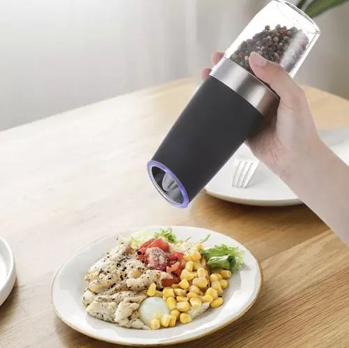 Cefalu Salt and Pepper Grinder Set, Electric, Ceramic Core, Black, 50ml, 2pcs