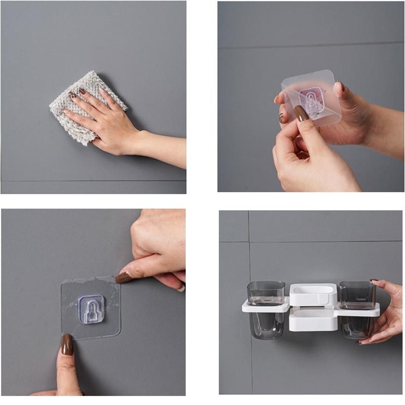White toothbrush organiser in a compact ensuite vanity setting