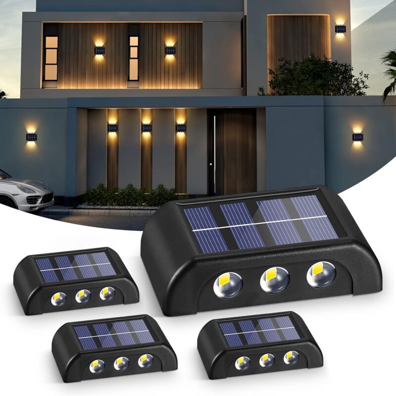 Solar Up Down Wall Light Warm White IP65 4 Pack