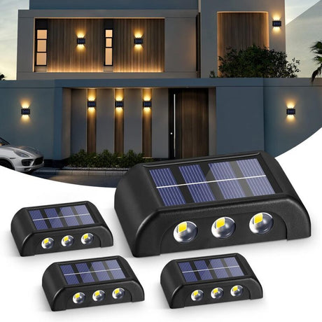 Solar Up Down Wall Light Warm White IP65 4 Pack
