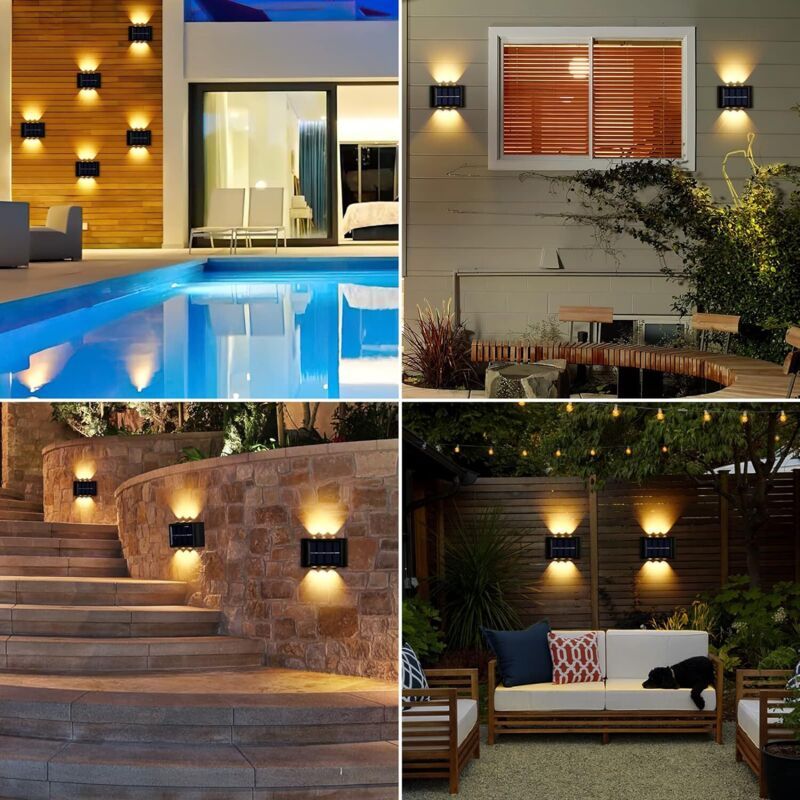 Solar Up Down Wall Light Warm White IP65 4 Pack