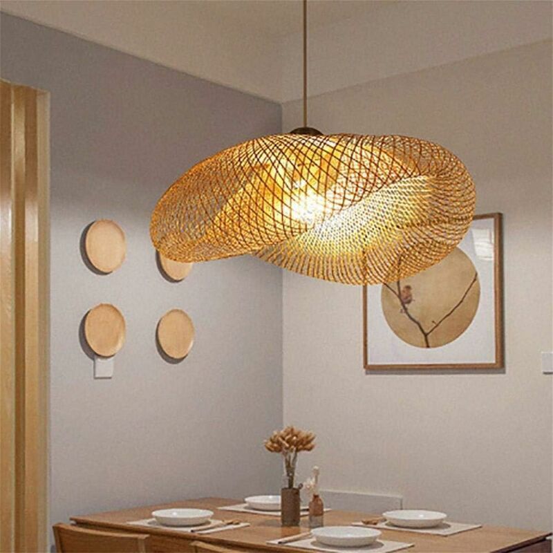 Bamboo rattan pendant light, detail view