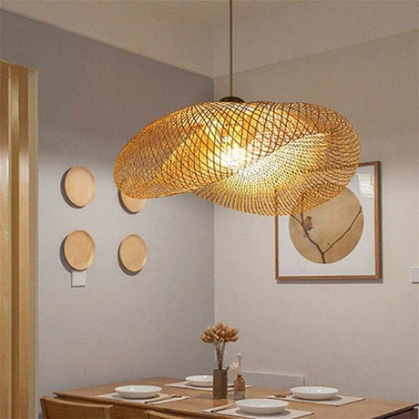 Bamboo rattan pendant light, detail view