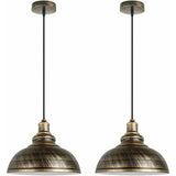 Silver industrial pendant light, detail view