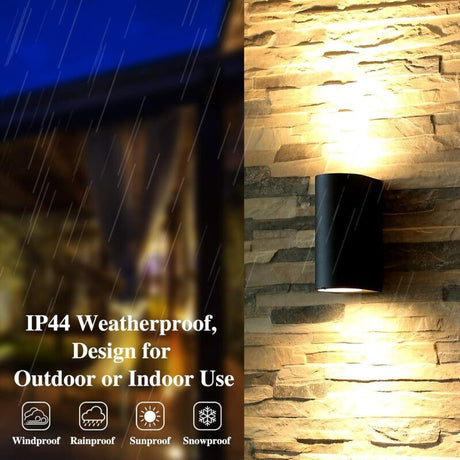 2 Pack Outdoor Up Down Wall Lights Aluminium GU10 Black wall sconce 3