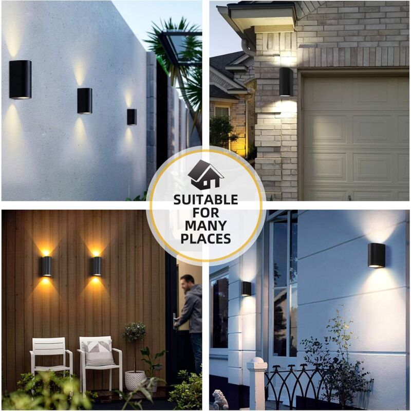 2 Pack Outdoor Up Down Wall Lights Aluminium GU10 Black wall sconce 4