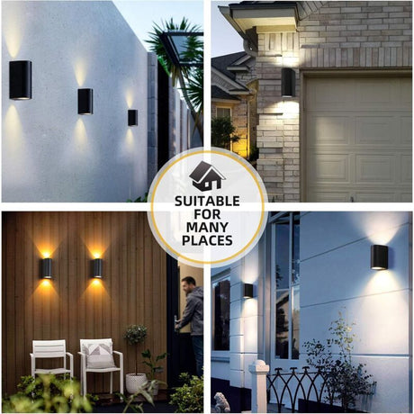 2 Pack Outdoor Up Down Wall Lights Aluminium GU10 Black wall sconce 4