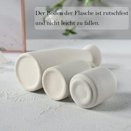White minimalist ceramic vase set of three