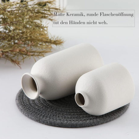 White minimalist ceramic vase set of three