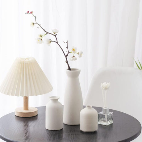White minimalist ceramic vase set of three