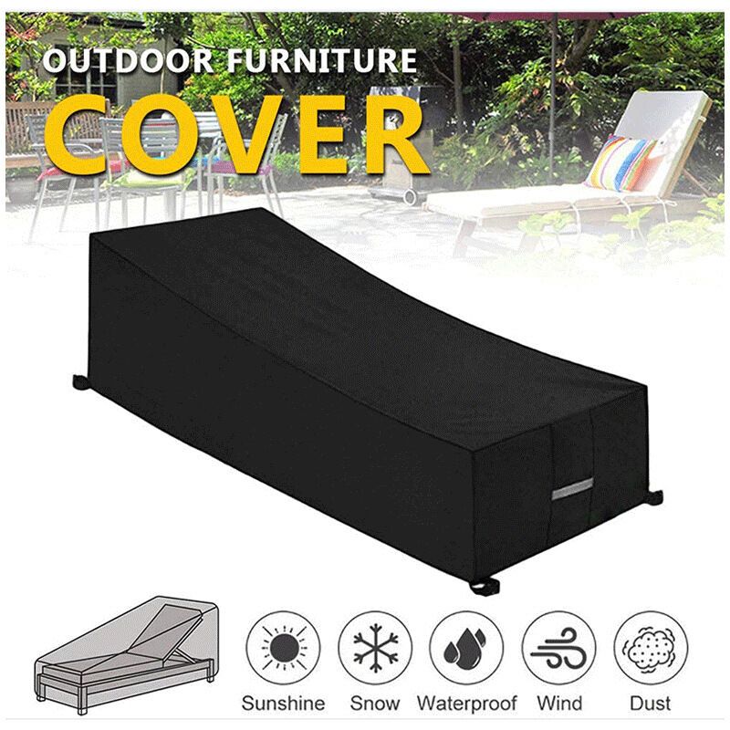 Sun Lounger Cover Oxford 210D Black 210 x 75 x 40 to 80cm