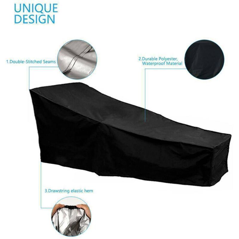 Sun Lounger Cover Oxford 210D Black 210 x 75 x 40 to 80cm
