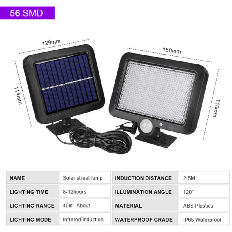Ceglie Solar Motion Sensor Wall Light, 56 LED, IP65