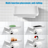 Adhesive pad and screw fixings supplied with the white roll holder shelf