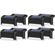 Black shell warm white solar step lights along outdoor decking steps