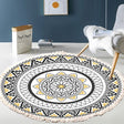 Round bohemian floral mandala rug, 60cm