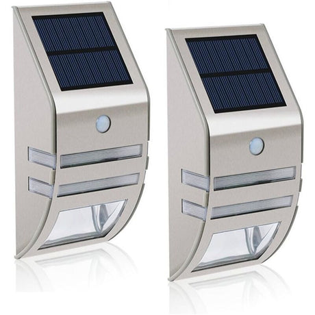 2 Pack Solar Wall Lights Motion Sensor Stainless Steel outdoor light 1
