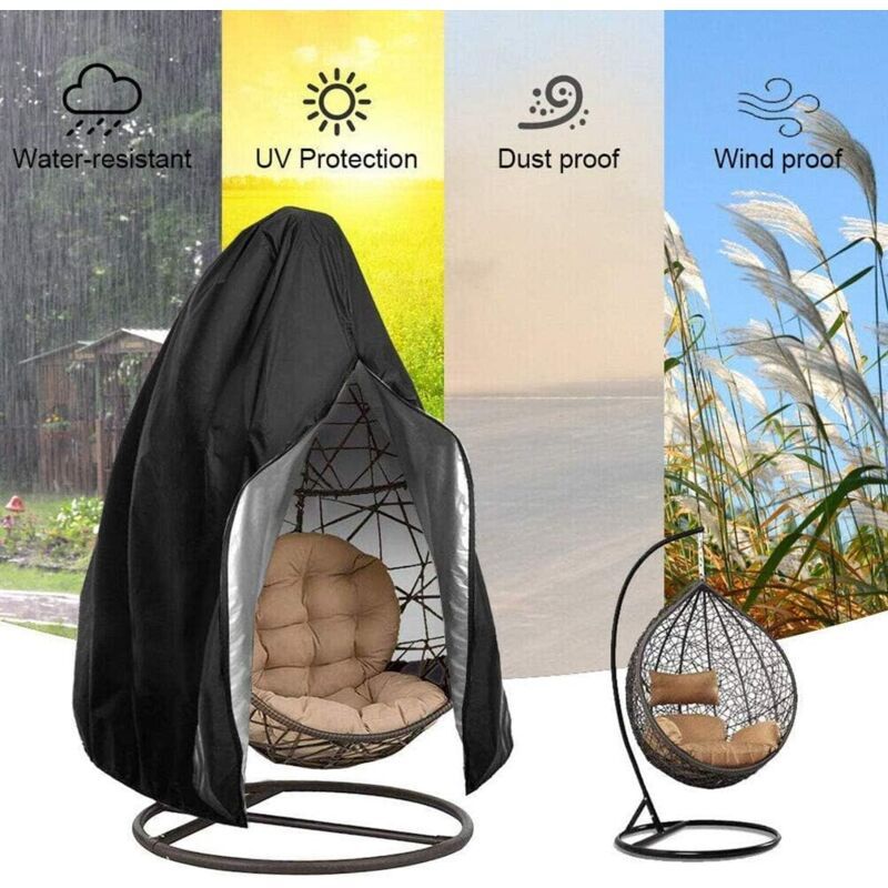 Hanging Egg Chair Cover Oxford 210D, Black 230 x 200cm