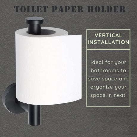 Dimension view of the matte black toilet paper holder measuring 162 by 82 by 50 mm