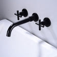 Wall mounted double handle basin mixer tap in matte black