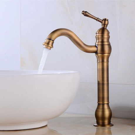 Retro Single Lever Basin Mixer Tap, Brushed Bronze