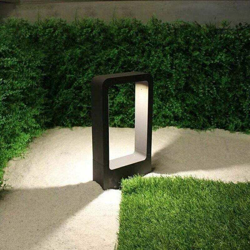 LED outdoor bollard light in black with warm white glow